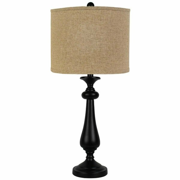 Homeroots Black Table Lamp with Linen Shade 380153